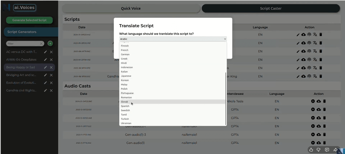 Language translations