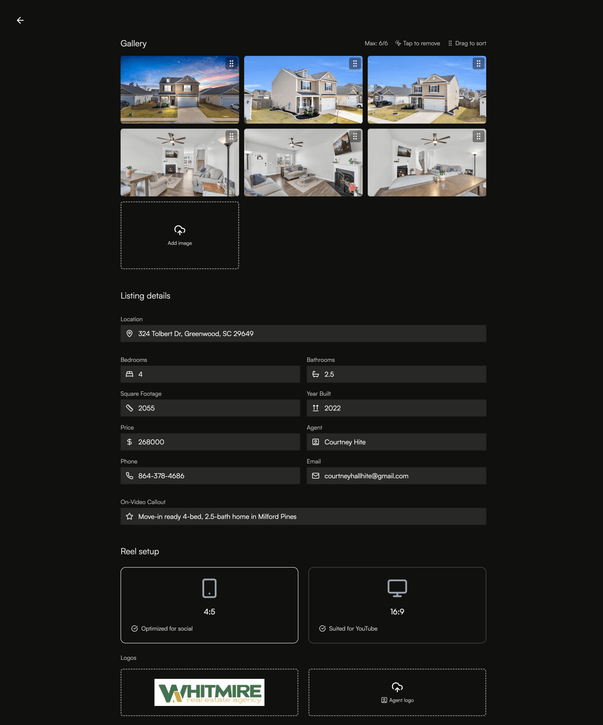 Listing Management & Editing Interface