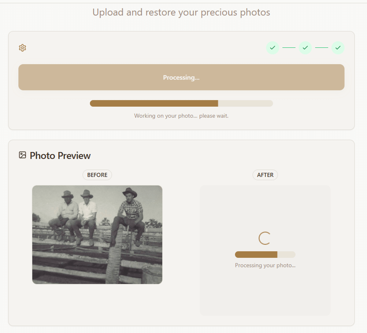 Photo Restoration Comparison View